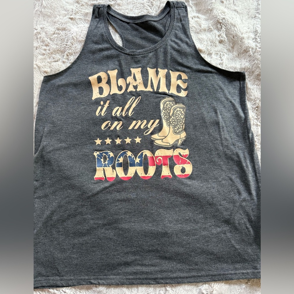 Gray Graphic Tank Top